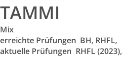 TAMMI Mix erreichte Prüfungen  BH, RHFL,  aktuelle Prüfungen  RHFL (2023),